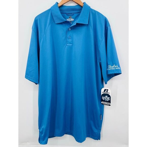 Russell Athletic Team Issue Carolina Blue Polo Mens Large "Dales Sporting Goods" - Picture 1 of 12